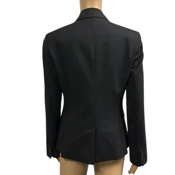 Vintage J Crew Wool Blend One Button Blazer Faux Pocket Shoulder Pads Womens 4 - Picture 2 of 10